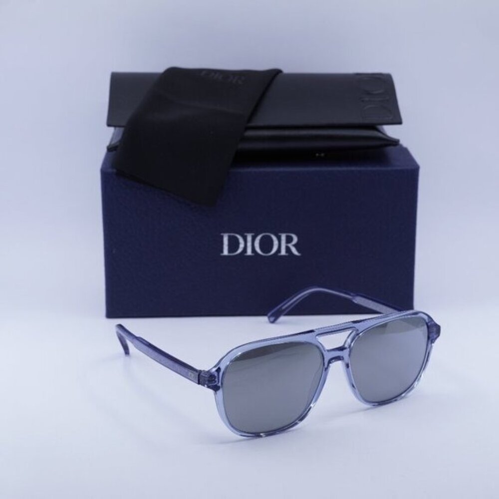 Dior INDIOR N1I 80A4 Square Sunglasses - Transparent Blue/Silver Mirror